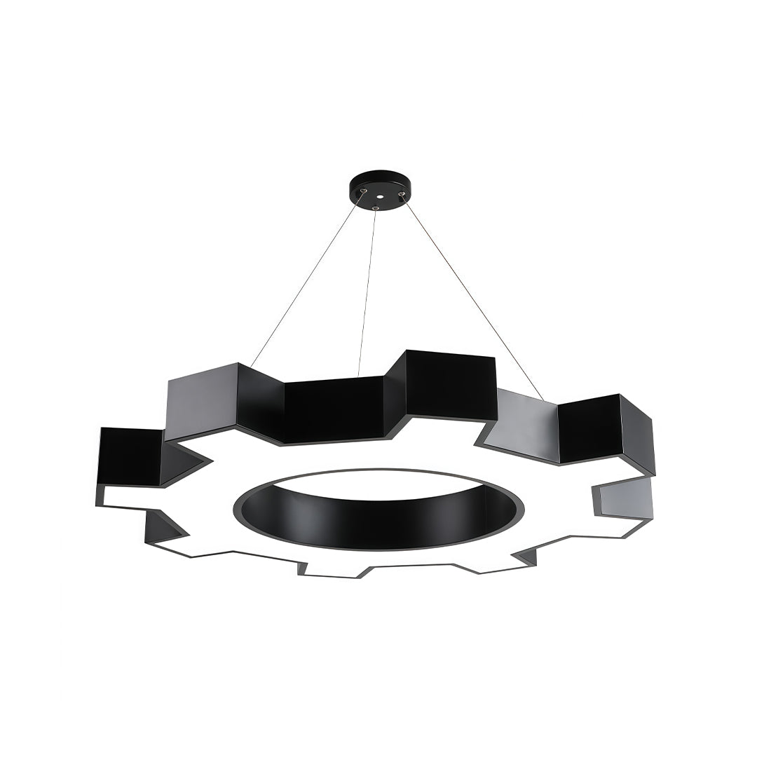 Chandelier Black Modern Industrial Gear-Shaped LED Ceiling Light