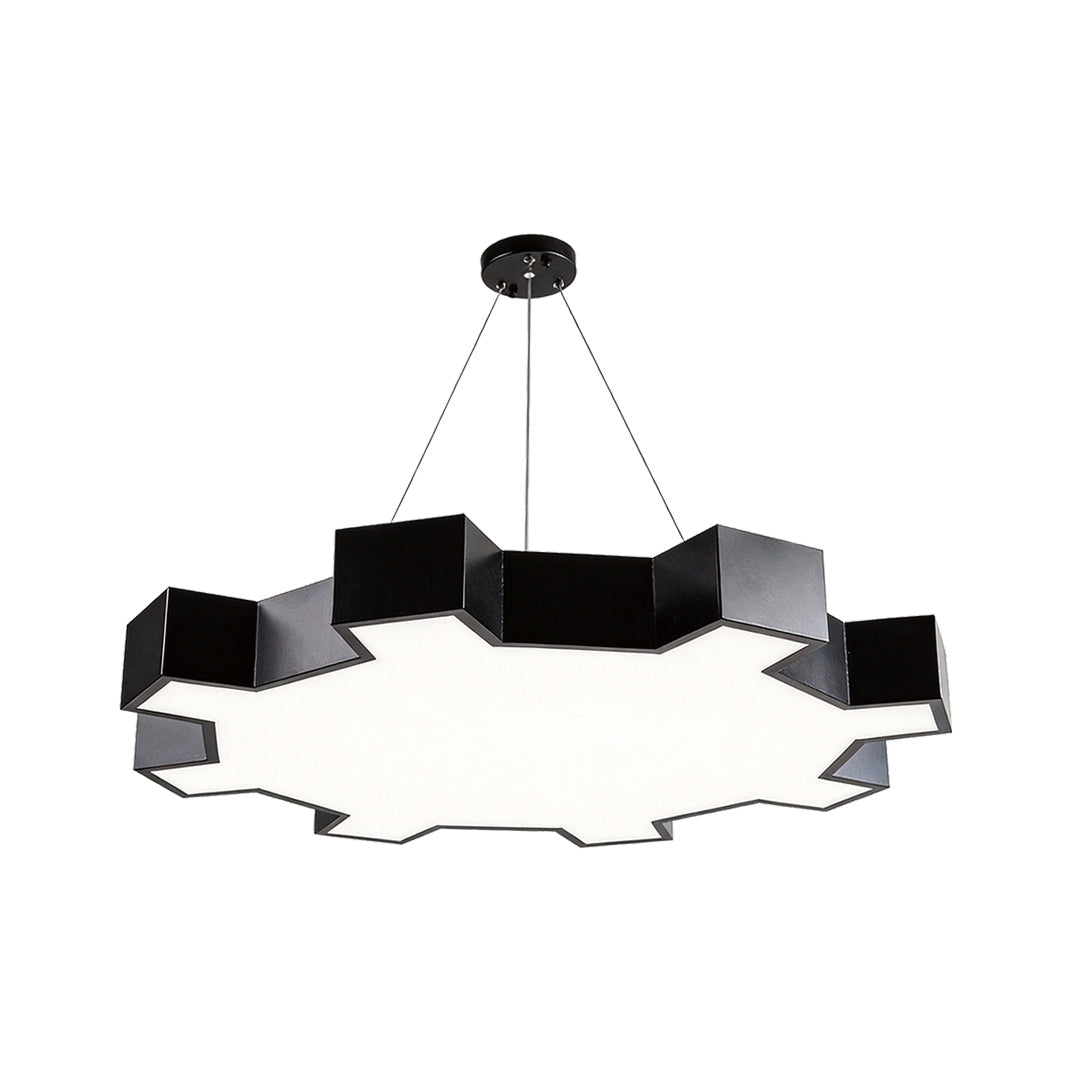 Chandelier Black Modern Industrial Gear-Shaped LED Ceiling Light