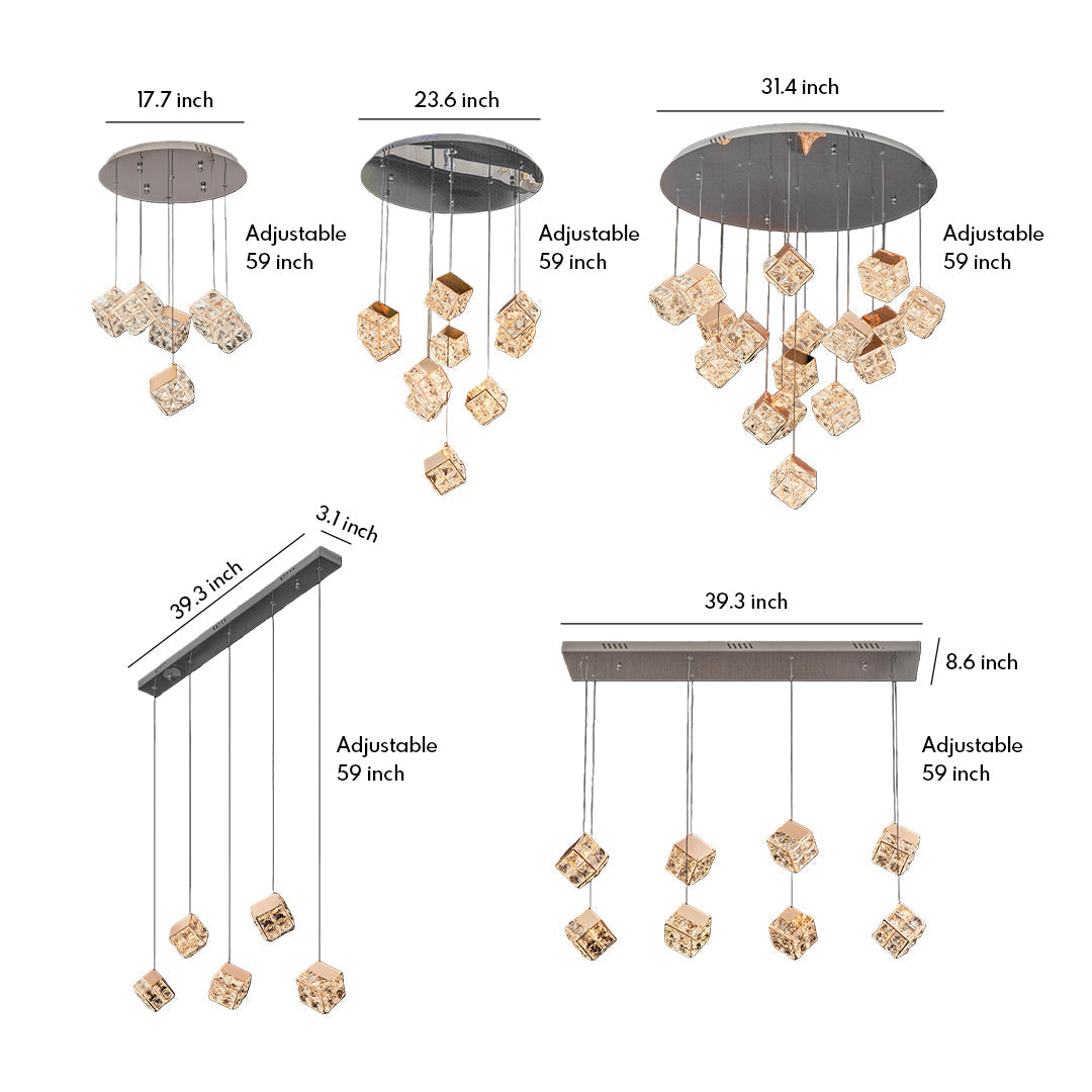 Chandelier with Crystals Rubik's Cube Luxury Ceiling Light