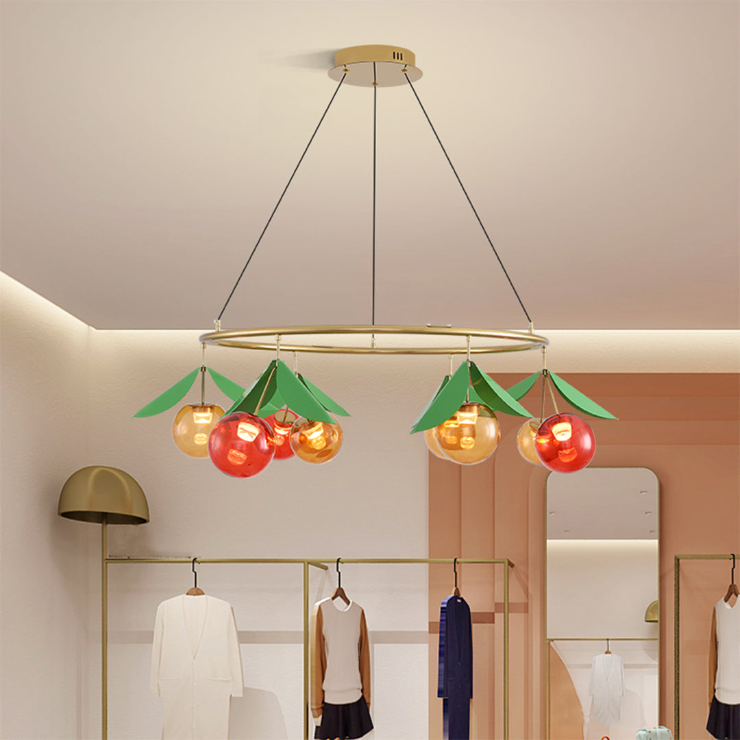 Glass Bulb Chandelier Nordic Creative Cherry LED Artistic