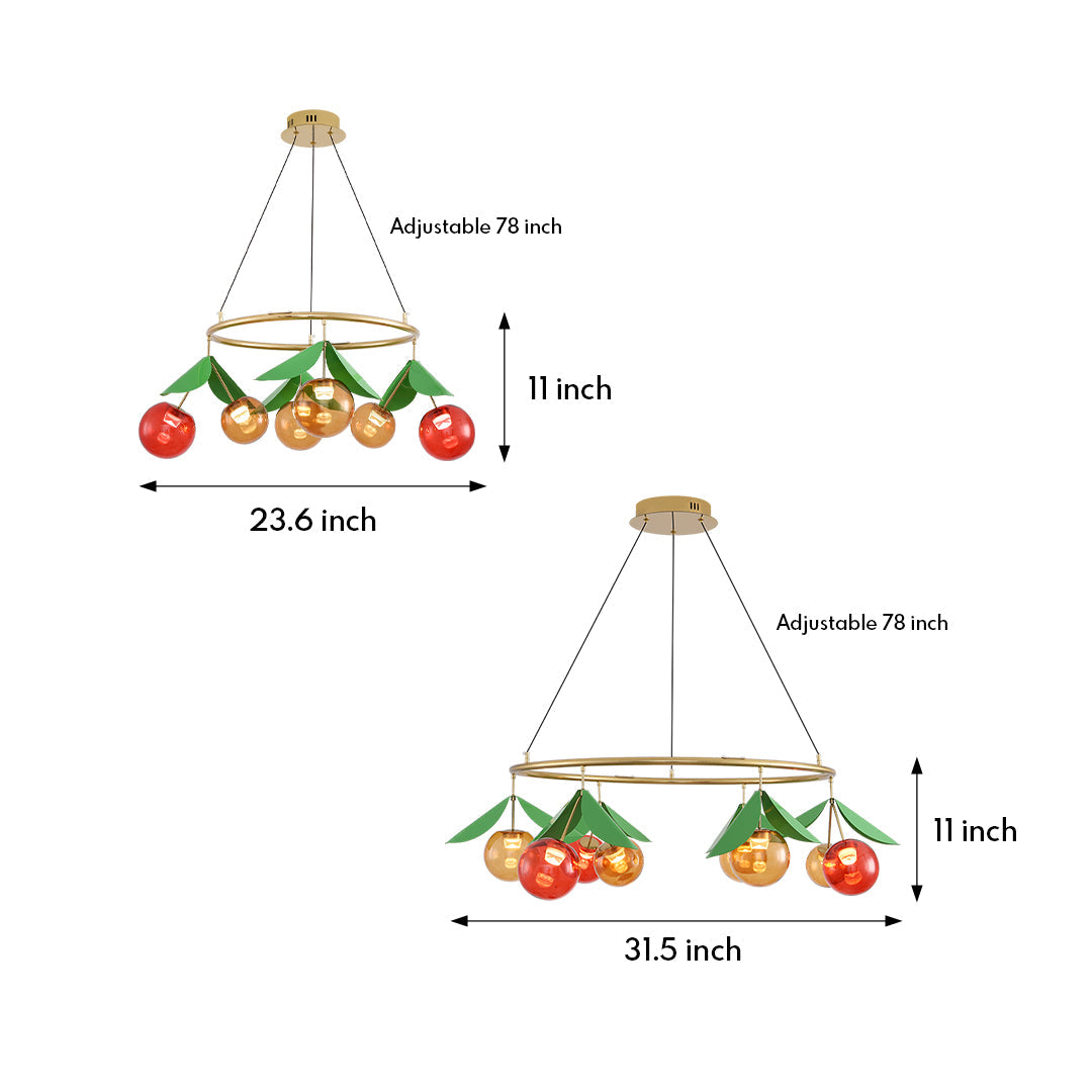Glass Bulb Chandelier Nordic Creative Cherry LED Artistic