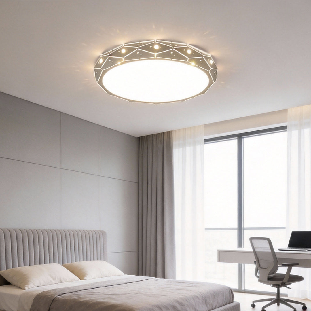 Childs Ceiling Light Round Recessed Drum LED Metal Light