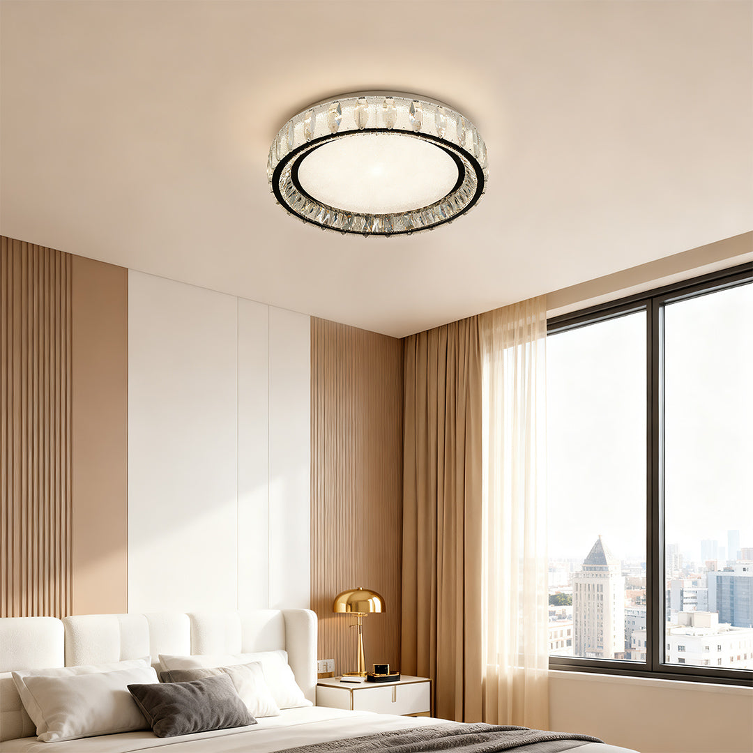 Chrome Flush Mount Light Simple Luxury Crystal Lights