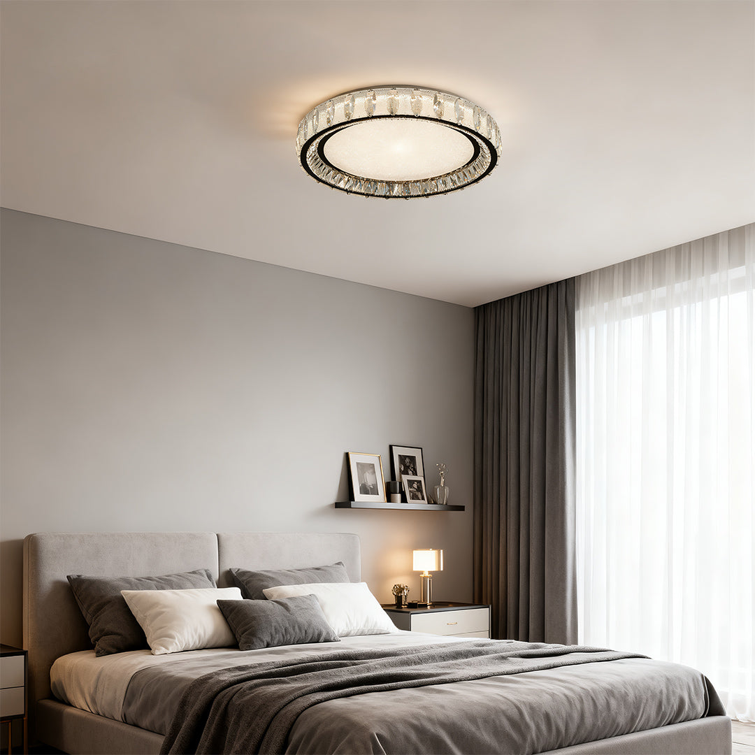 Chrome Flush Mount Light Simple Luxury Crystal Lights
