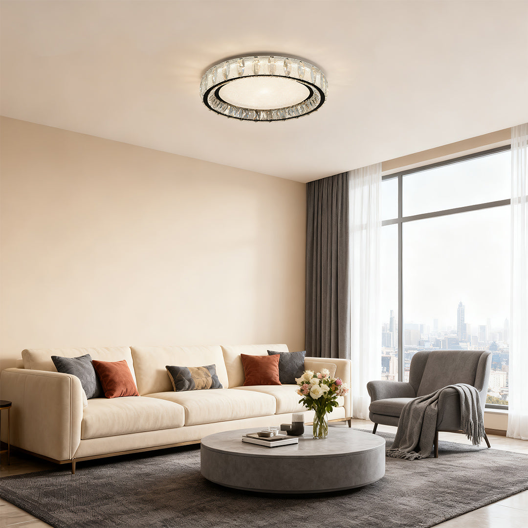 Chrome Flush Mount Light Simple Luxury Crystal Lights