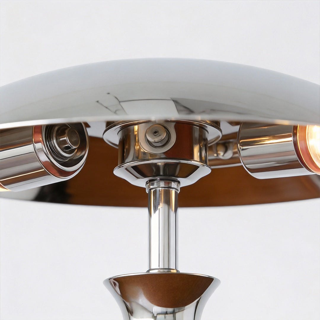 Chrome Mushroom Lamp Retro Umbrella Wooden Rod Lamp