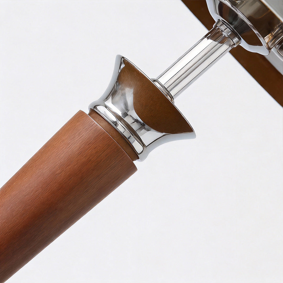 Chrome Mushroom Lamp Retro Umbrella Wooden Rod Lamp