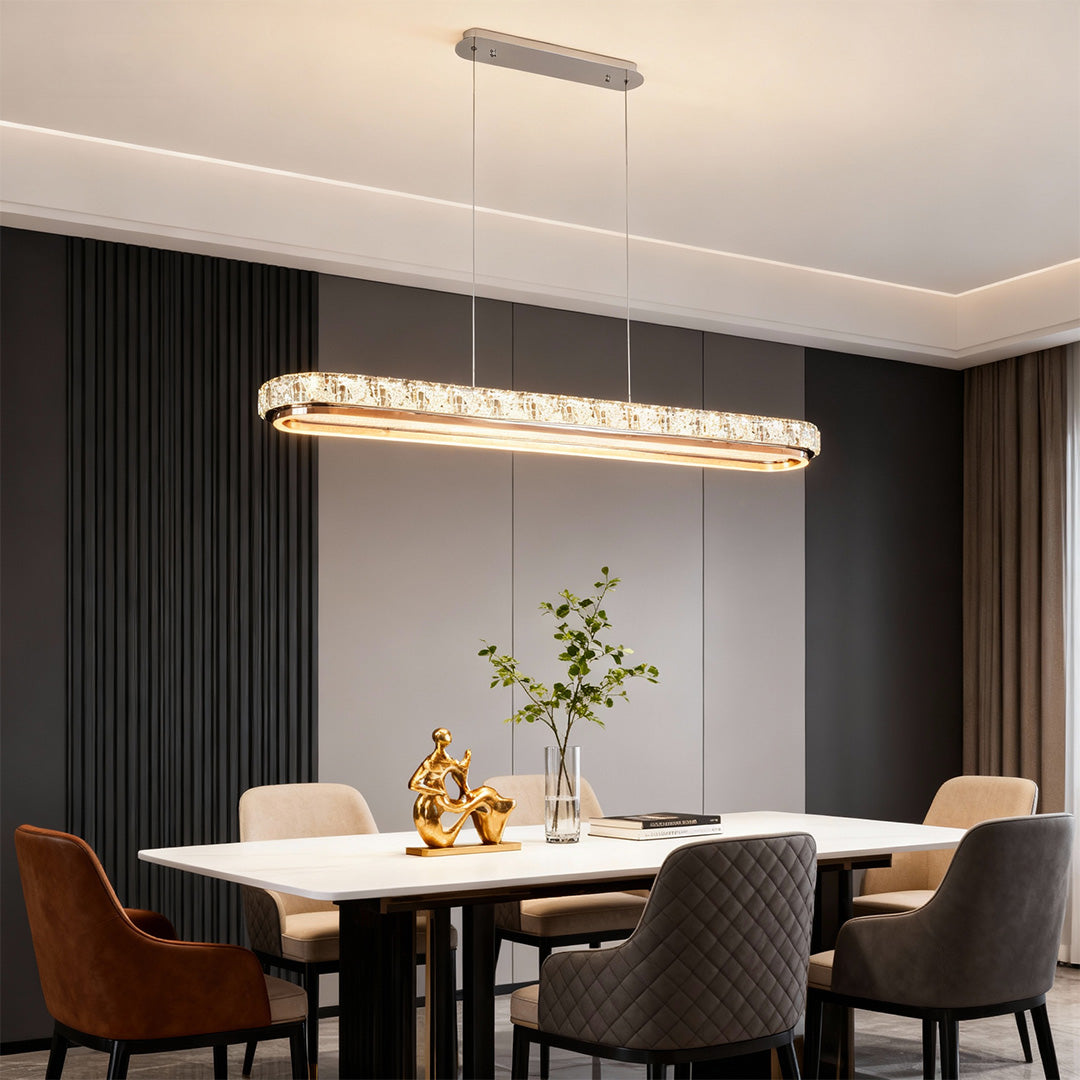 Chrome Pendant Lights Luxury Linear Crystal Ceiling Lights