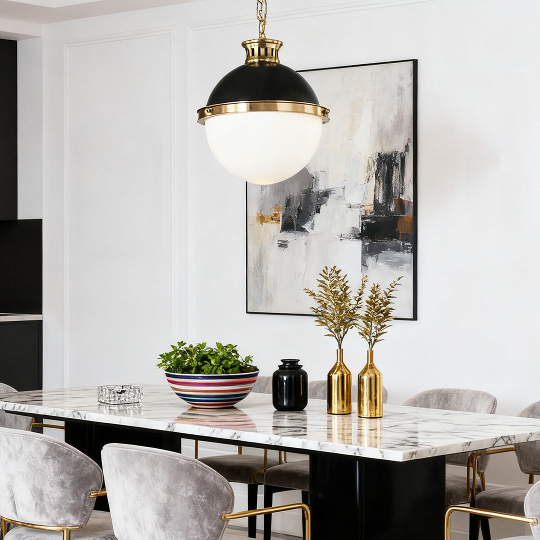 Ball Pendant Light with a Classic Glass Globe Elegant Ceiling Light