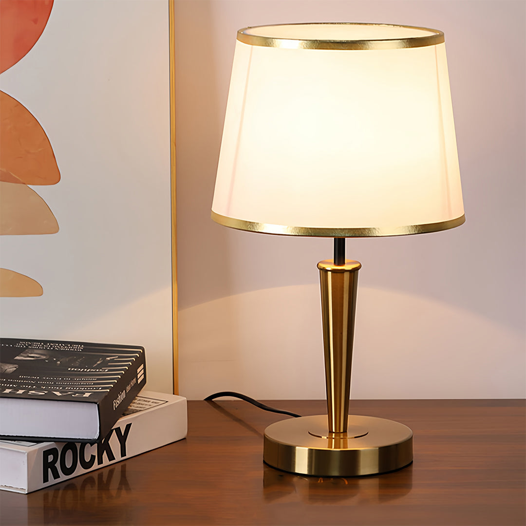 Modern Brass Table Lamps Nordic Elegant Fabric Shade Decorative Lamp