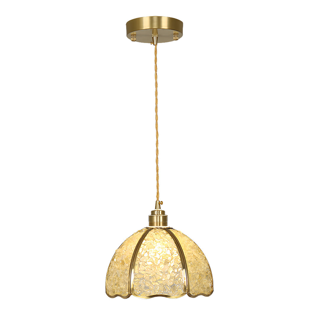 Small Crystal Pendant Light Vintage Full Copper Ceiling Light