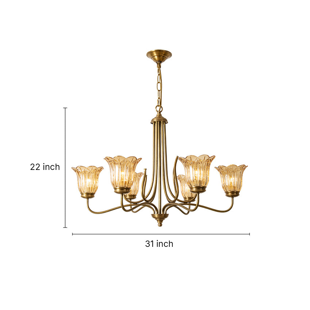 Gold Glass Chandelier Vintage Full Copper Glass Ceiling Light
