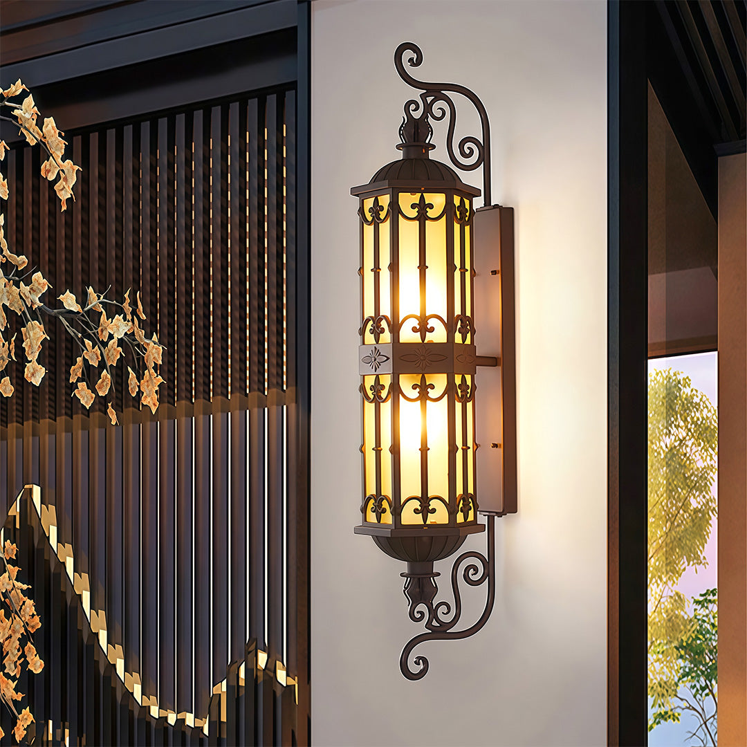 LED Outdoor Wall Lighting European Retro Dual-Head Round Lamp