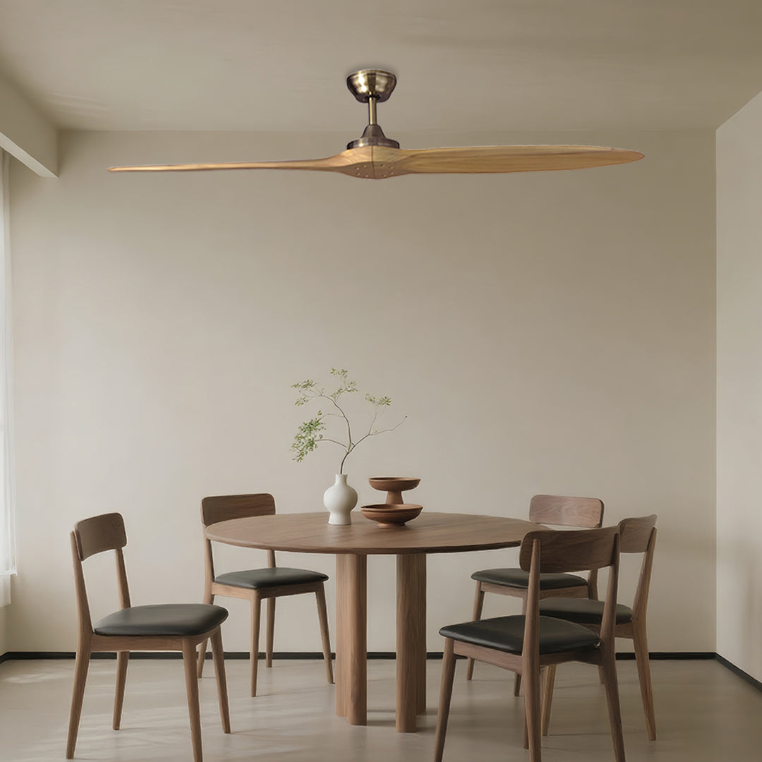 Remote Controlled Ceiling Fan Modern Style Large Wood Propeller Fan