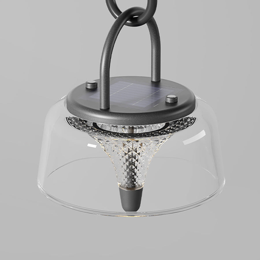 Clear Pendant Lights Solar-Powered LED Handle Hanging Light Fixtures