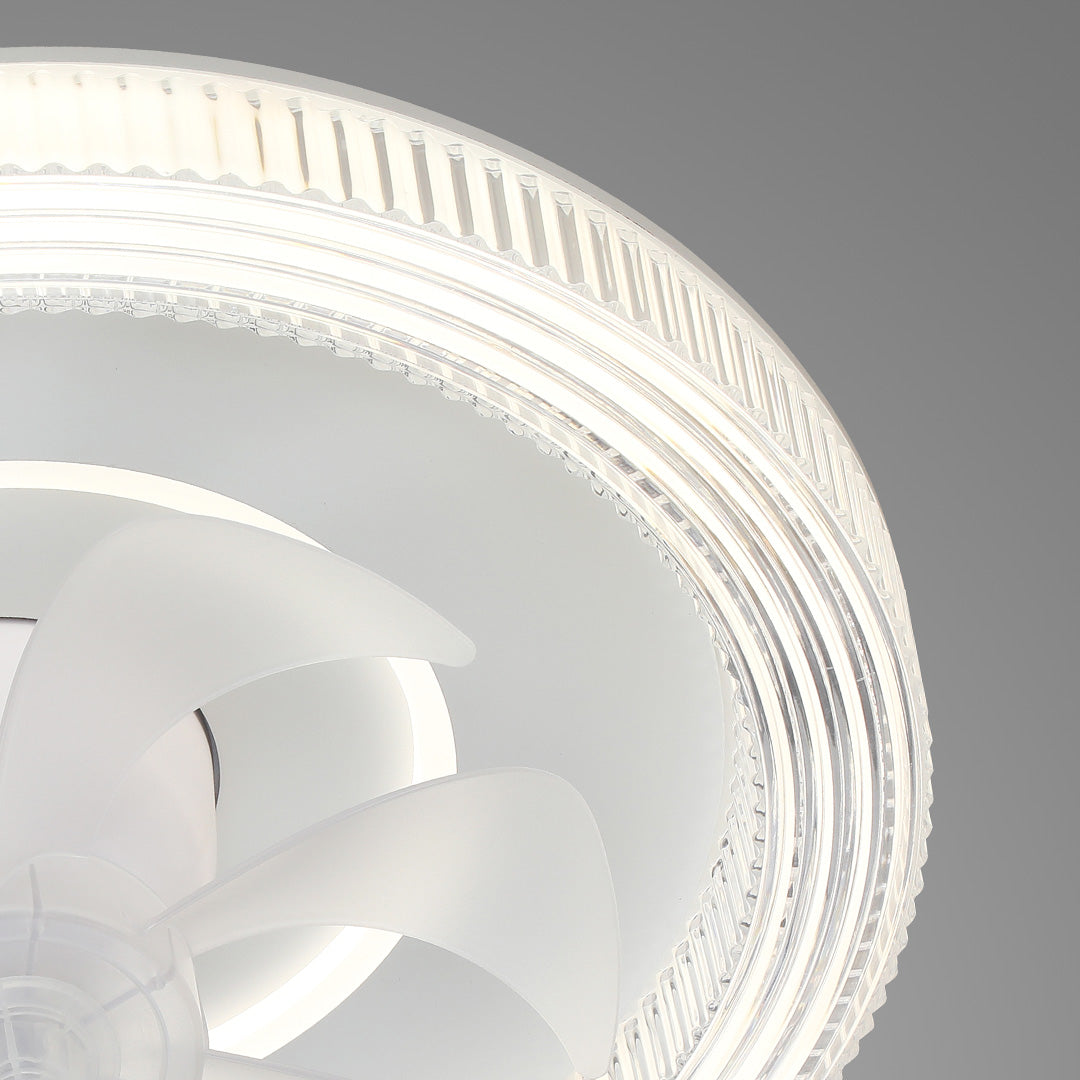 Circular Ceiling Fan with Light White Finish Simple LED Lamp