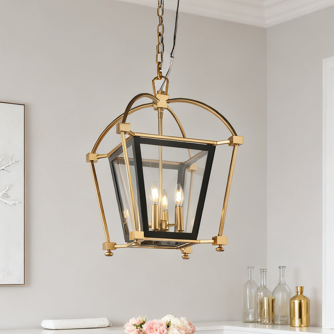 Gold Lantern Pendant Light Industrial Stylish Iron Ceiling Light