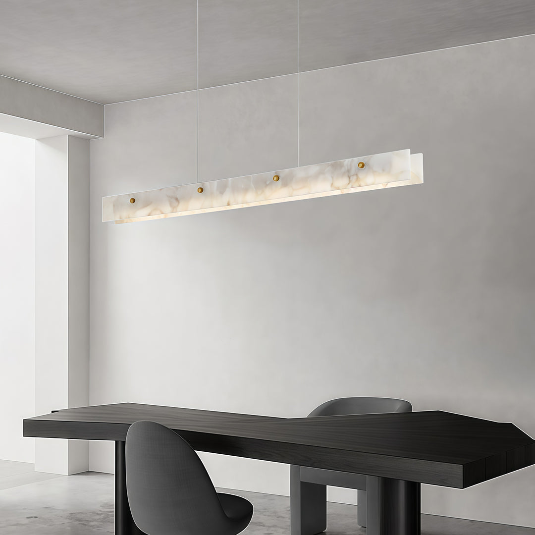 Copper Metal Pendant Light Linear Cloud Stone Ceiling Light