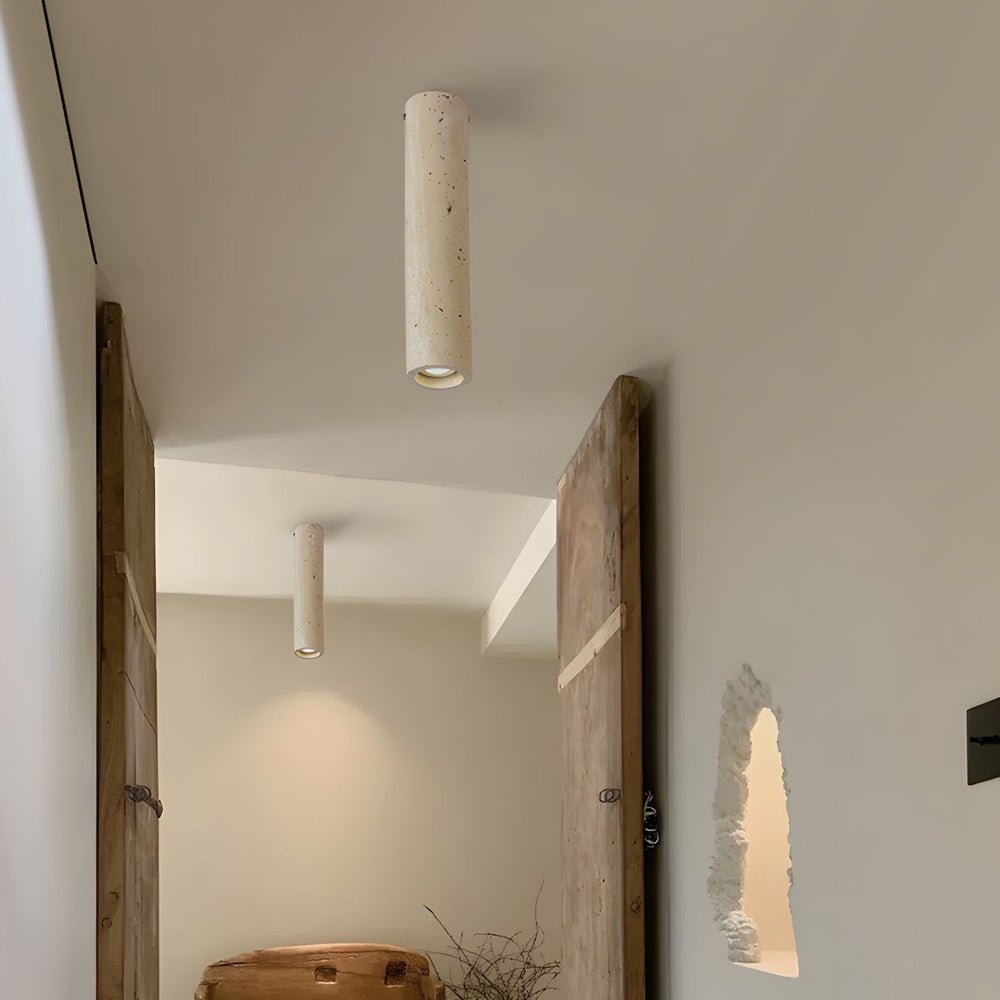 Cylinder Downlight Modern Yellow Travertine Long-Tube Light