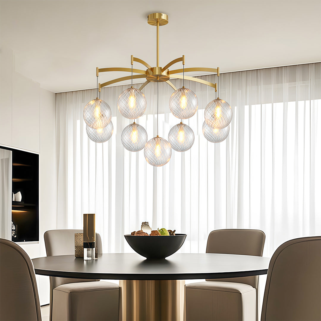 Modern Glass Ball Chandelier Full Copper Ceiling Light
