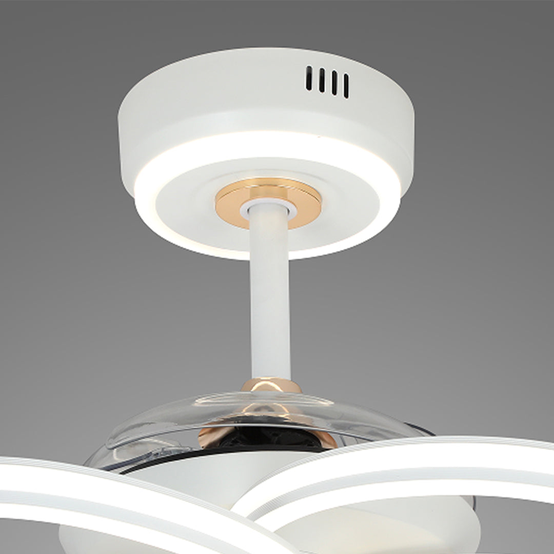 Ceiling Fans White with Light Variable Frequency Flower Iron Art Lamp