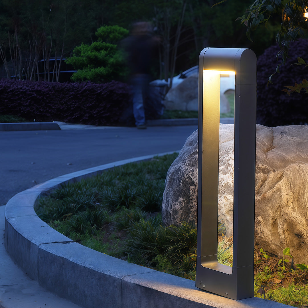 Pathway Bollard Lights Minimalist Black Square Outdoor Light