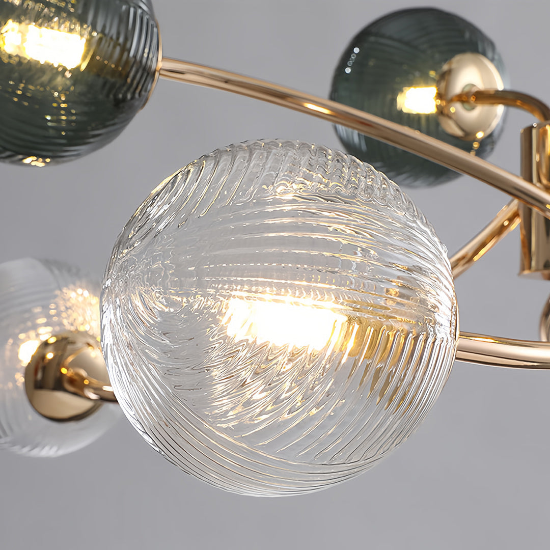 Clear Glass Flush Mount Ceiling Light Gold Finish 6-Head Creative Lamp