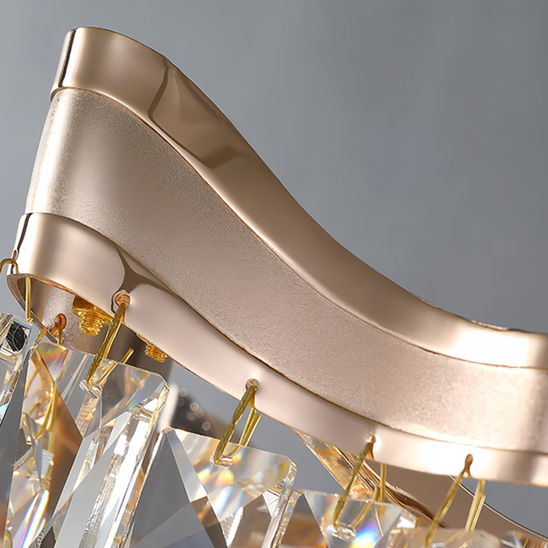 Tiered Glass Chandelier Luxury Modern Gold Waterfall Ceiling Light