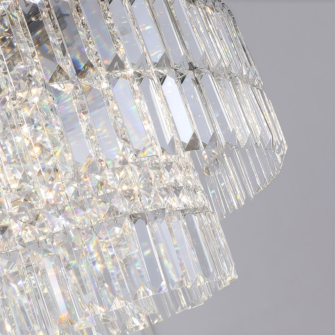 Chandelier with Round Crystals Minimalist Adjustable Ceiling Light