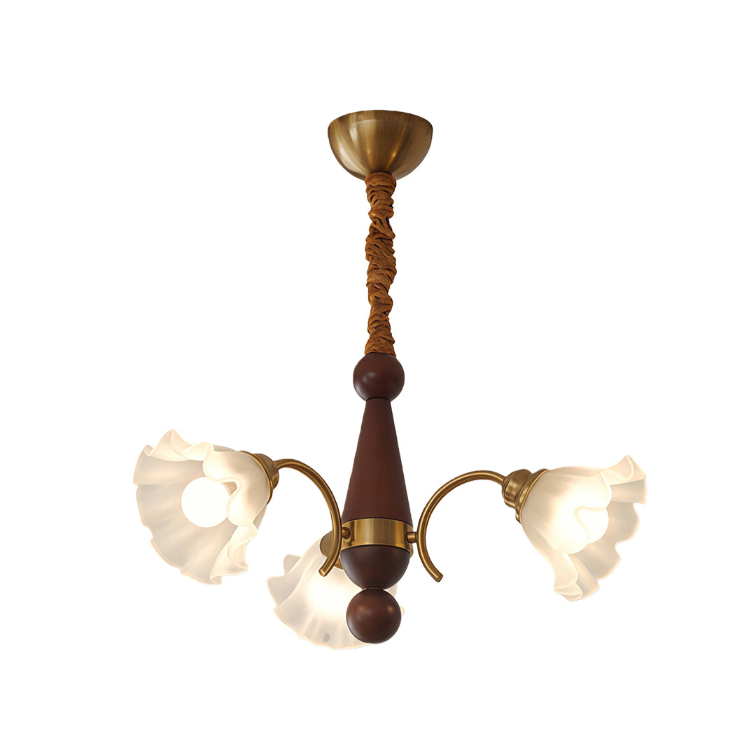 Vintage Glass Chandelier Flower Shades Ceiling Light
