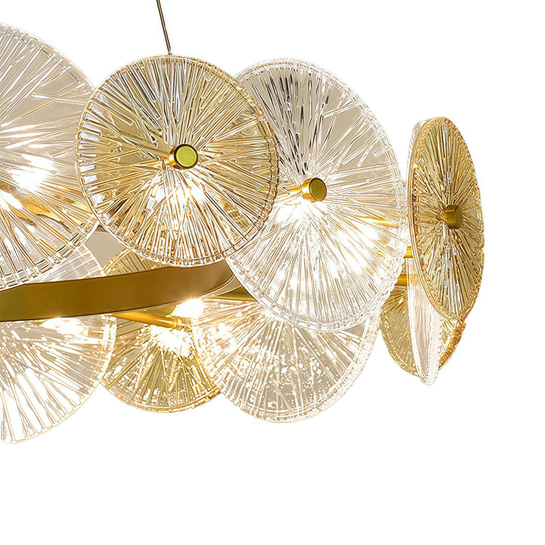 Large Glass Chandelier Silver Iron Frame & Clear Glass Ceiling Light