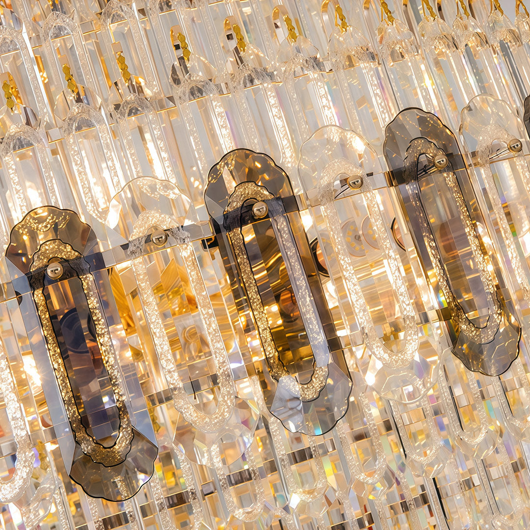 Large Gold Chandelier Luxury Art Glass Adjustable Ceiling Lights