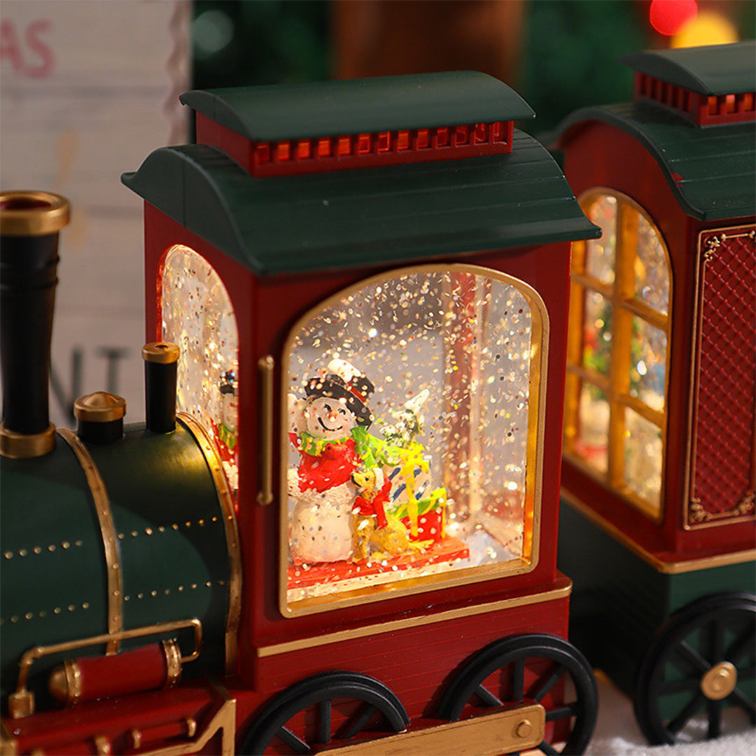 Train Christmas Lights Santa Claus Snowfall Ornament Lamp