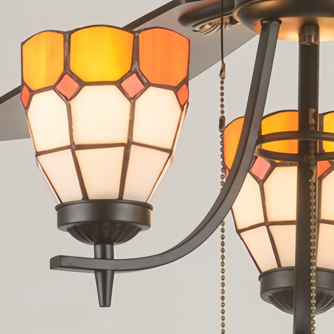 Vintage Style Ceiling Fans with Lights Wood Grain Dark Fan Lamp