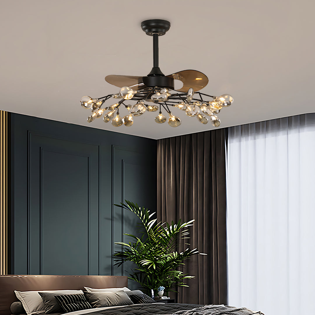 Glam Ceiling Fan with Light Minimalist Luxury Artistic Fan Lamp
