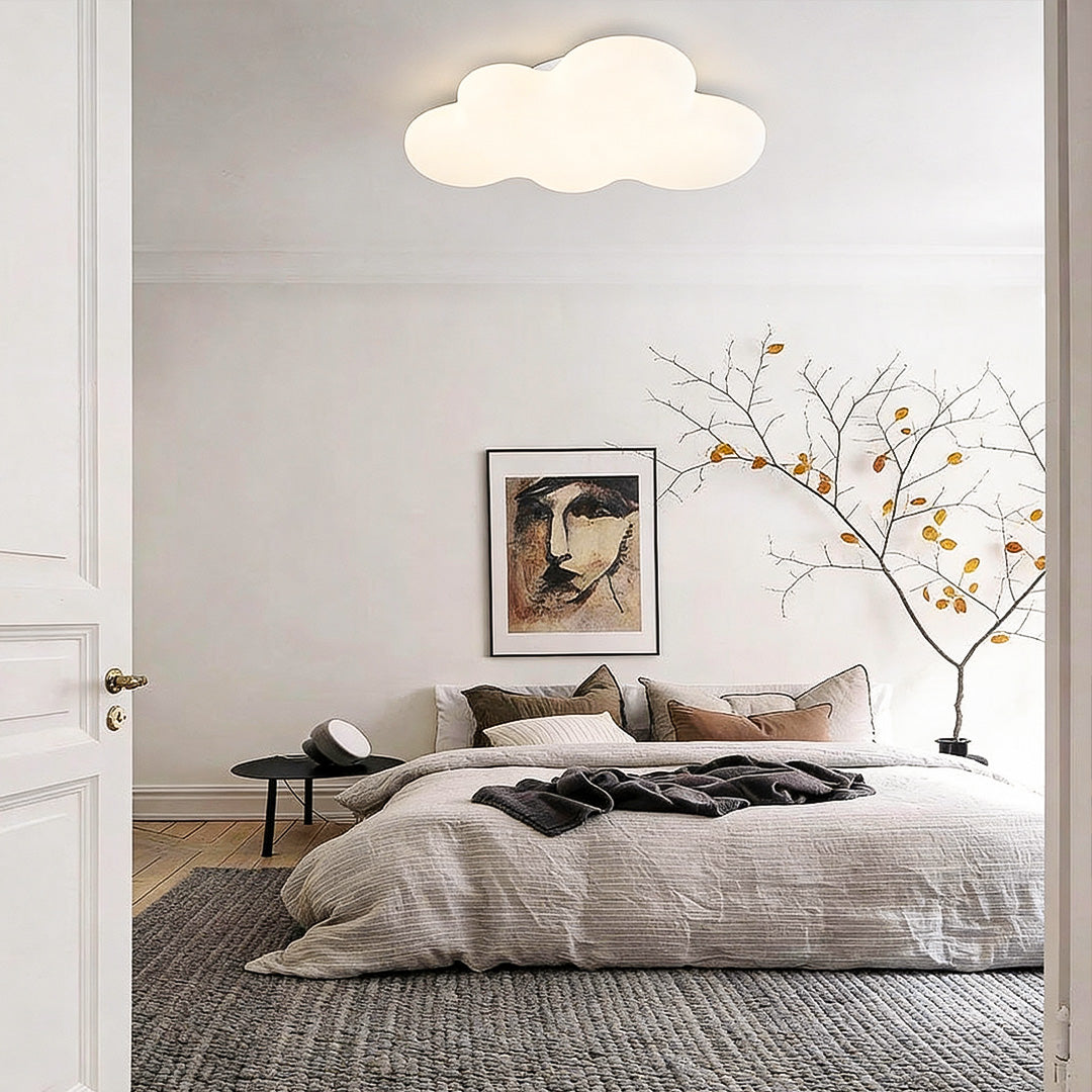 Ceiling Cloud Lights Modern Cartoon Off-White LED Flush Mount Light