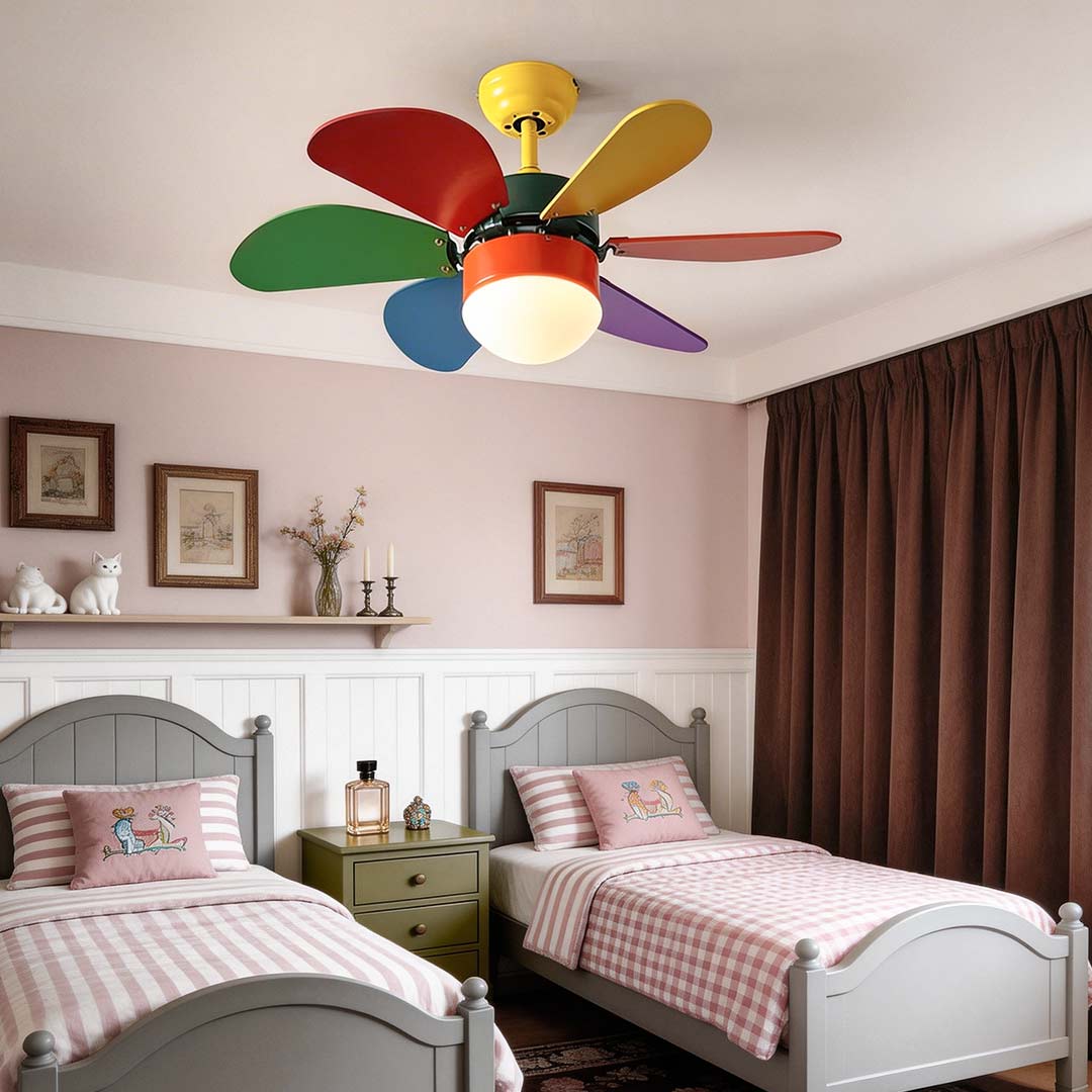 Colored Fan with Light Creative Mini Children's Room Ceiling Fan