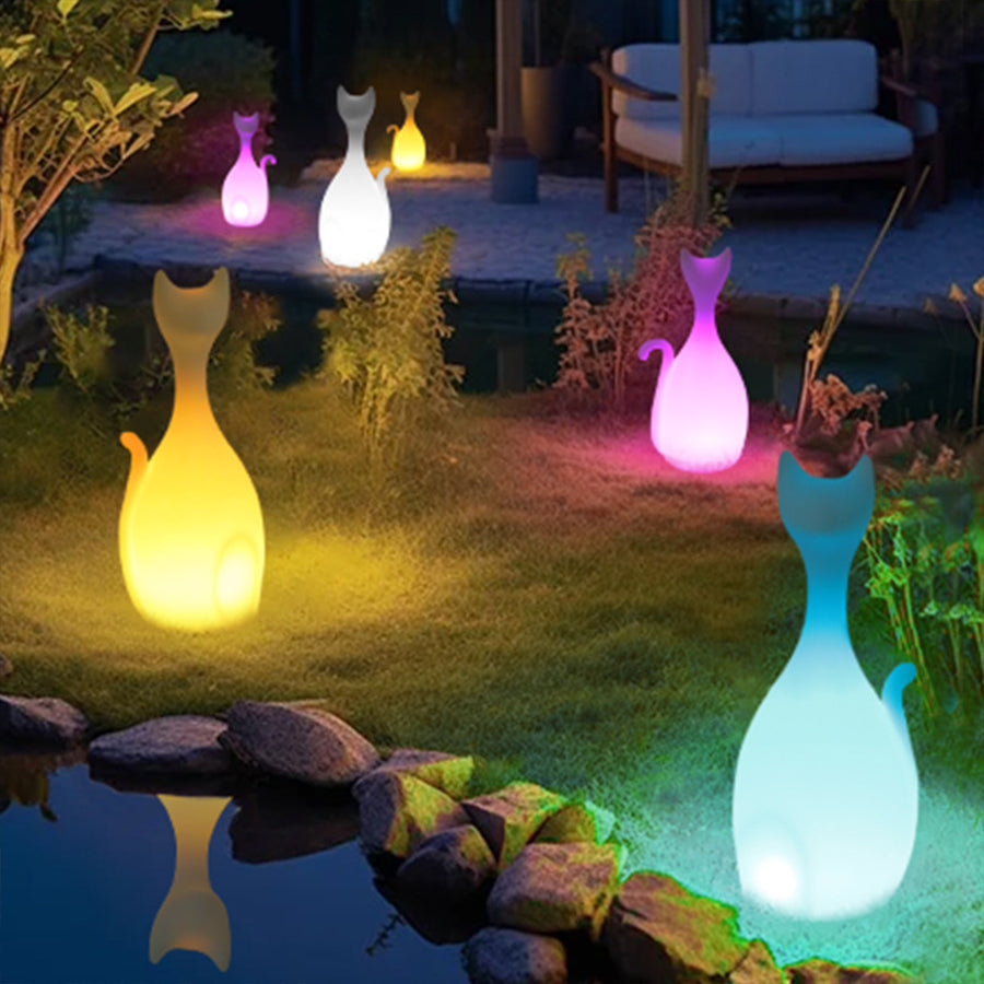 Solar Powered Animal Garden Lights PE Material Cat Animal Lighting
