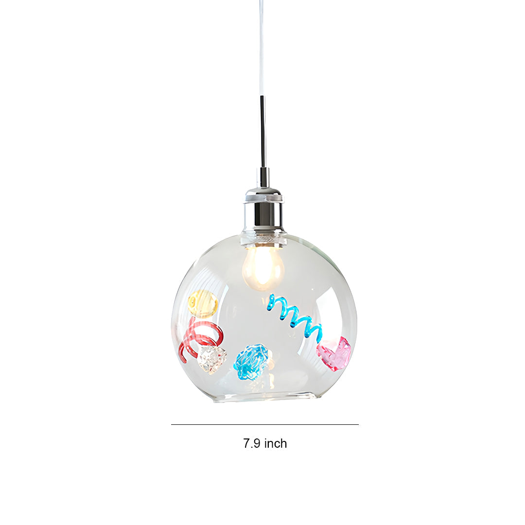 Coloured Glass Pendant Lights Globe Art Deco Ceiling Light