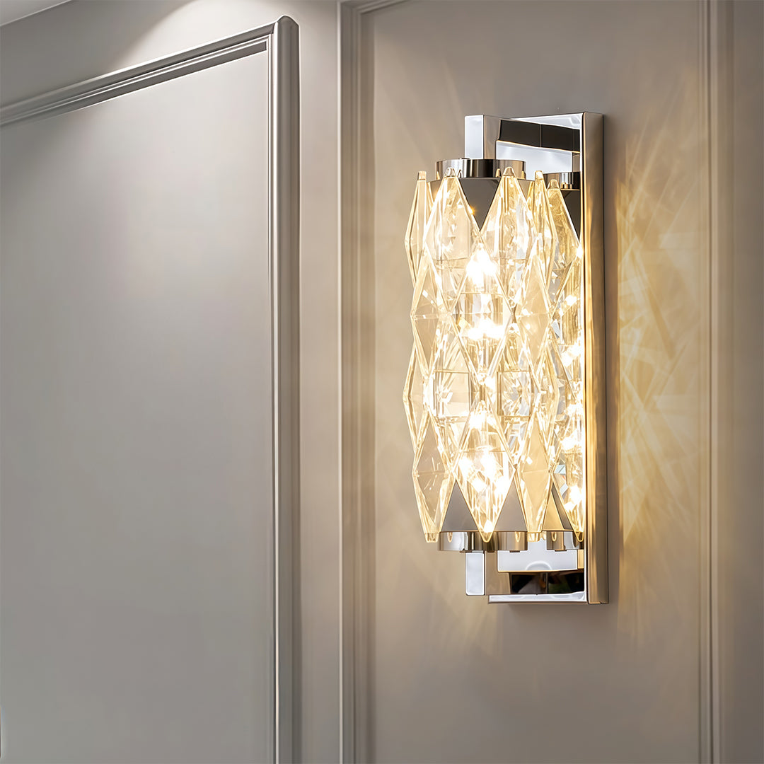 Modern Wall Light Geometric Design Stainless Steel Crystal Lamp