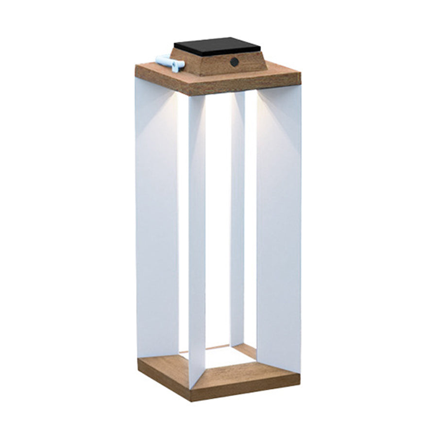 Solar Wooden White Outdoor Lantern Modern Outdoor Multi-Purpose Lights