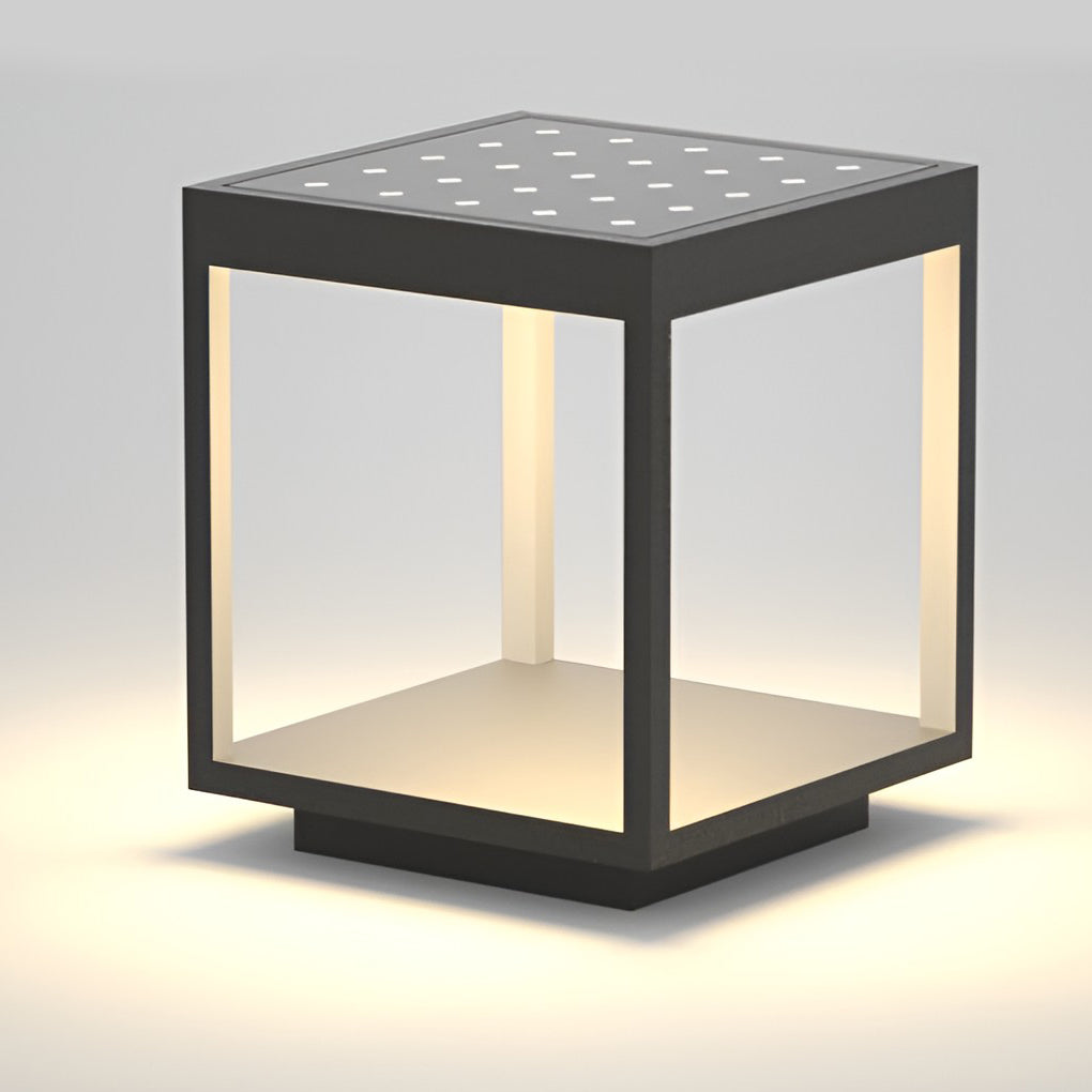 [Open-Box] Modern Open Frame Square LED Solar Pier-Mounted Outdoor Post Light