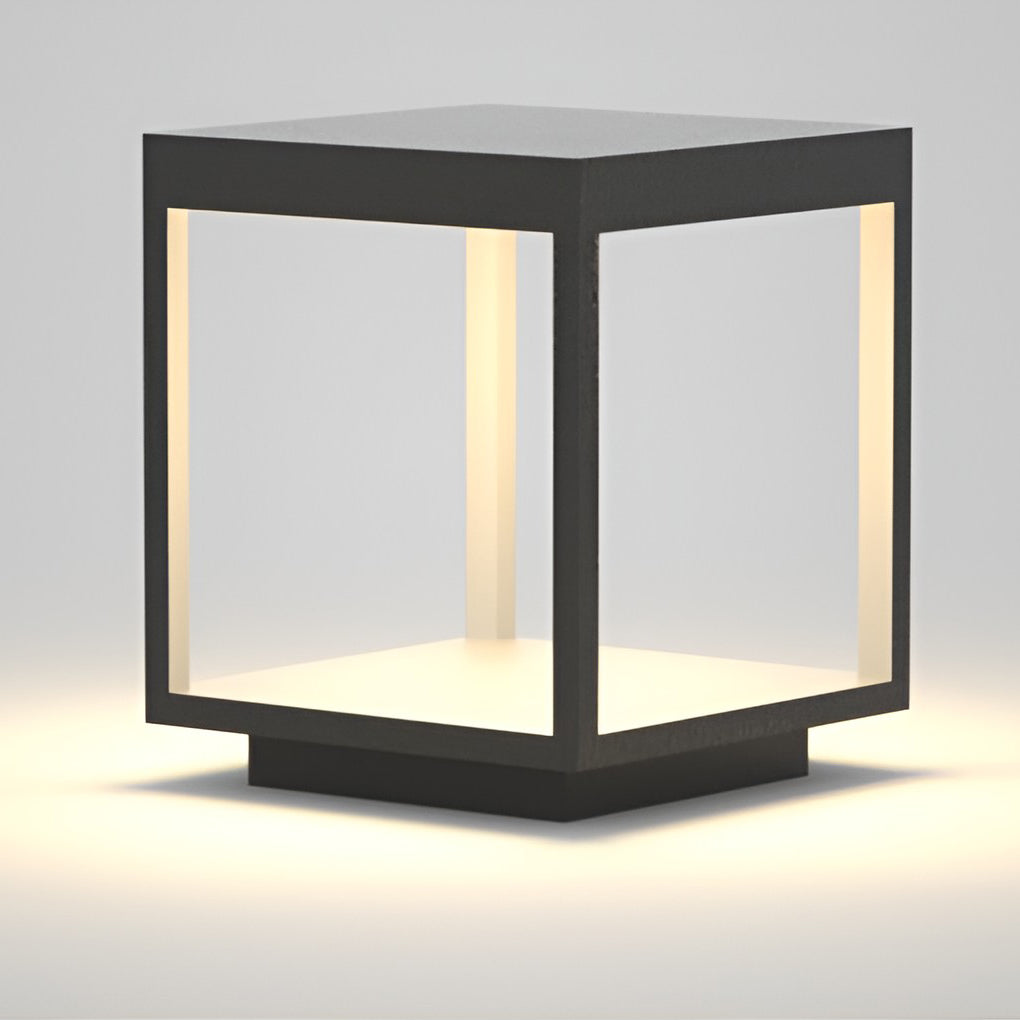 [Open-Box] Modern Open Frame Square LED Solar Pier-Mounted Outdoor Post Light