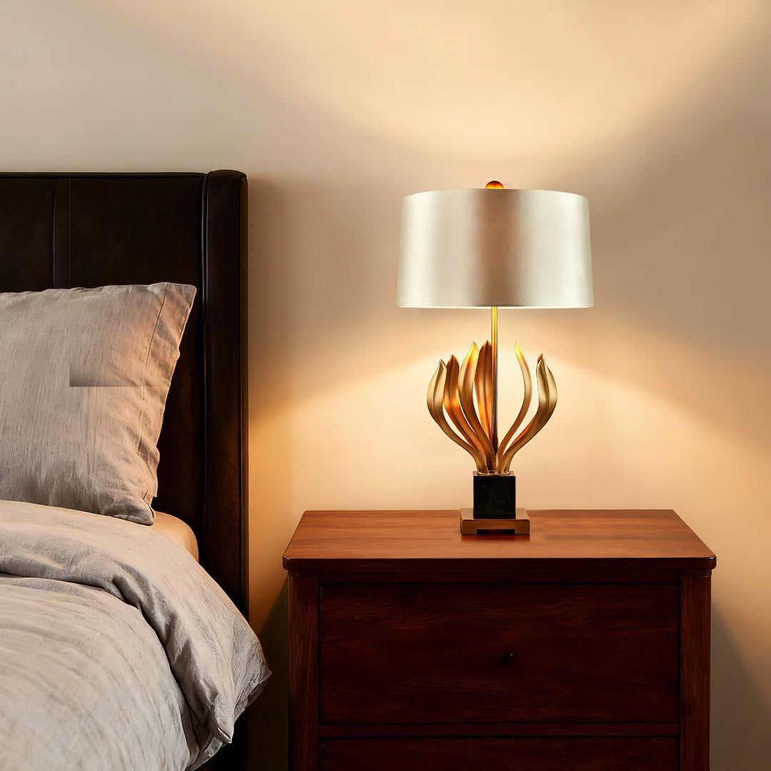 Vintage Metal Fabric Shade Table Lamp