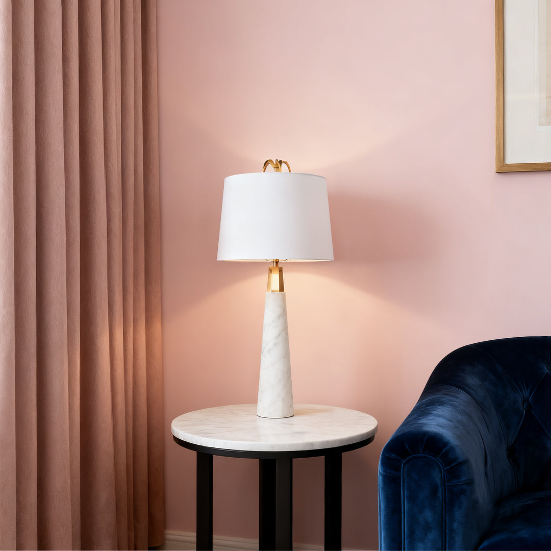 Nordic White Marble Tapered Table Lamp