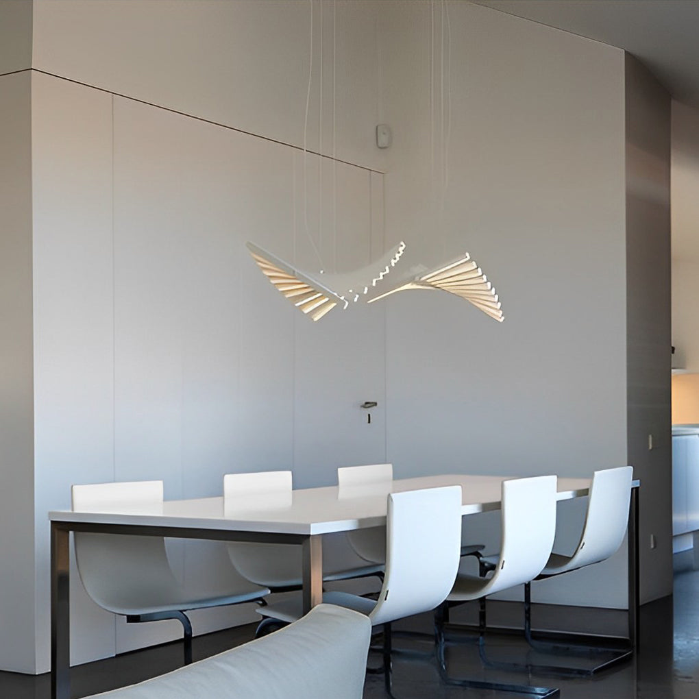 [Open-Box]Waves Fishbone Strip Stepless Dimming LED Nordic Chandelier Pendant Light