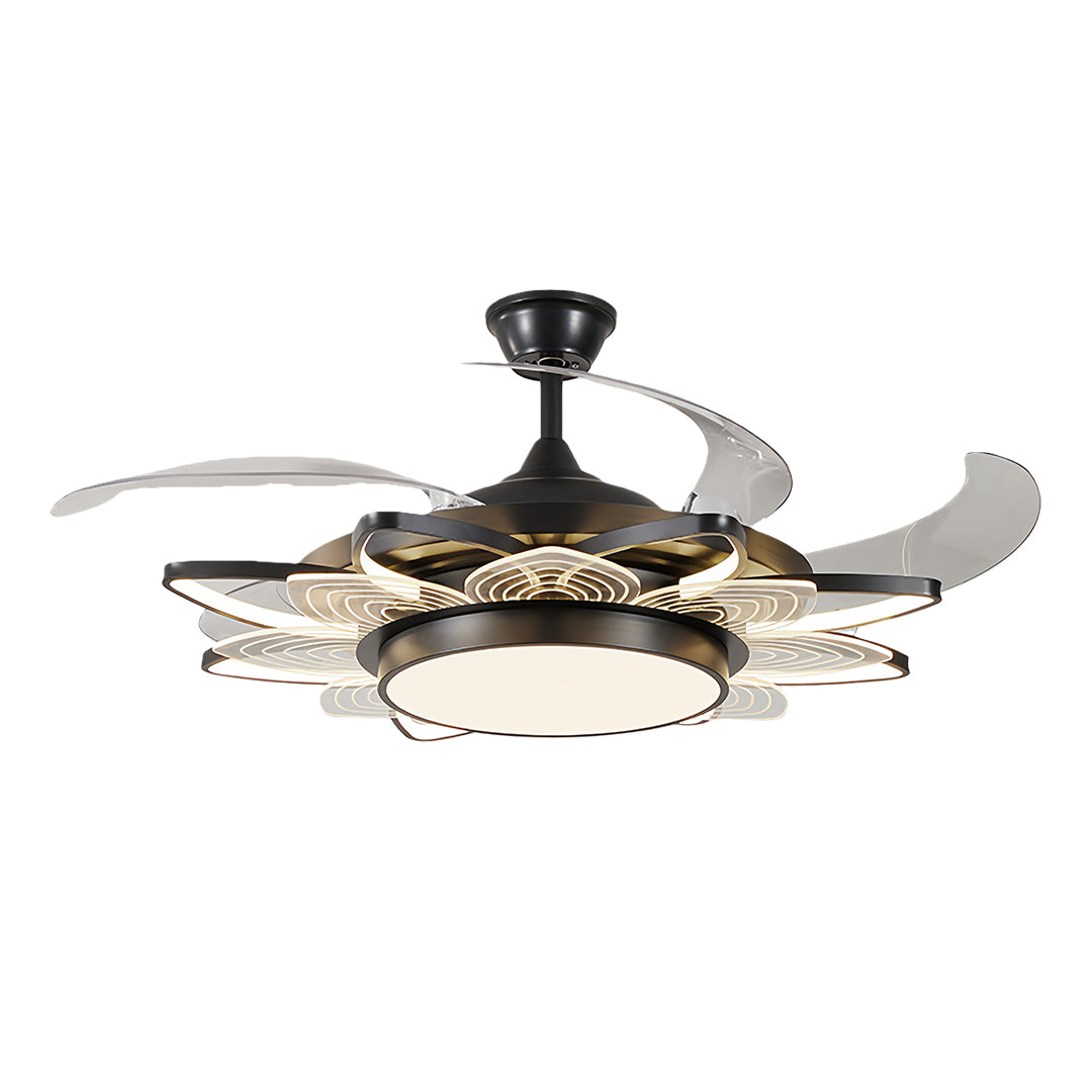 Black Modern Ceiling Fan with Light Minimalist Style Iron Body Light