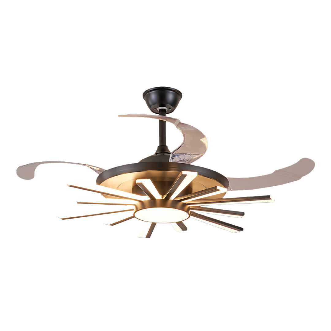 Modern Black Ceiling Fan with Light Luxury Multi-head Iron Body Light