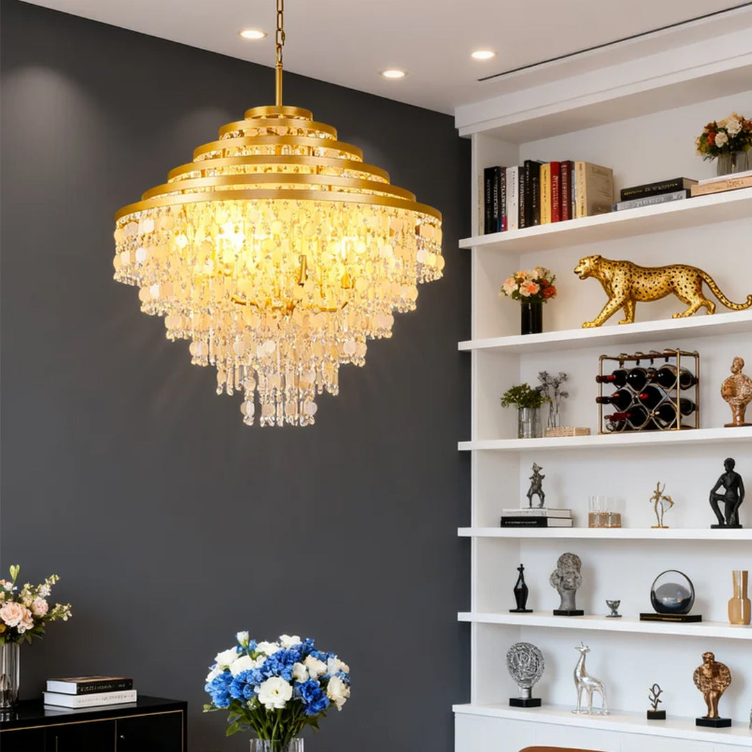 Hanging Shell Chandelier Glamorous Artistic Gyro Ceiling Light
