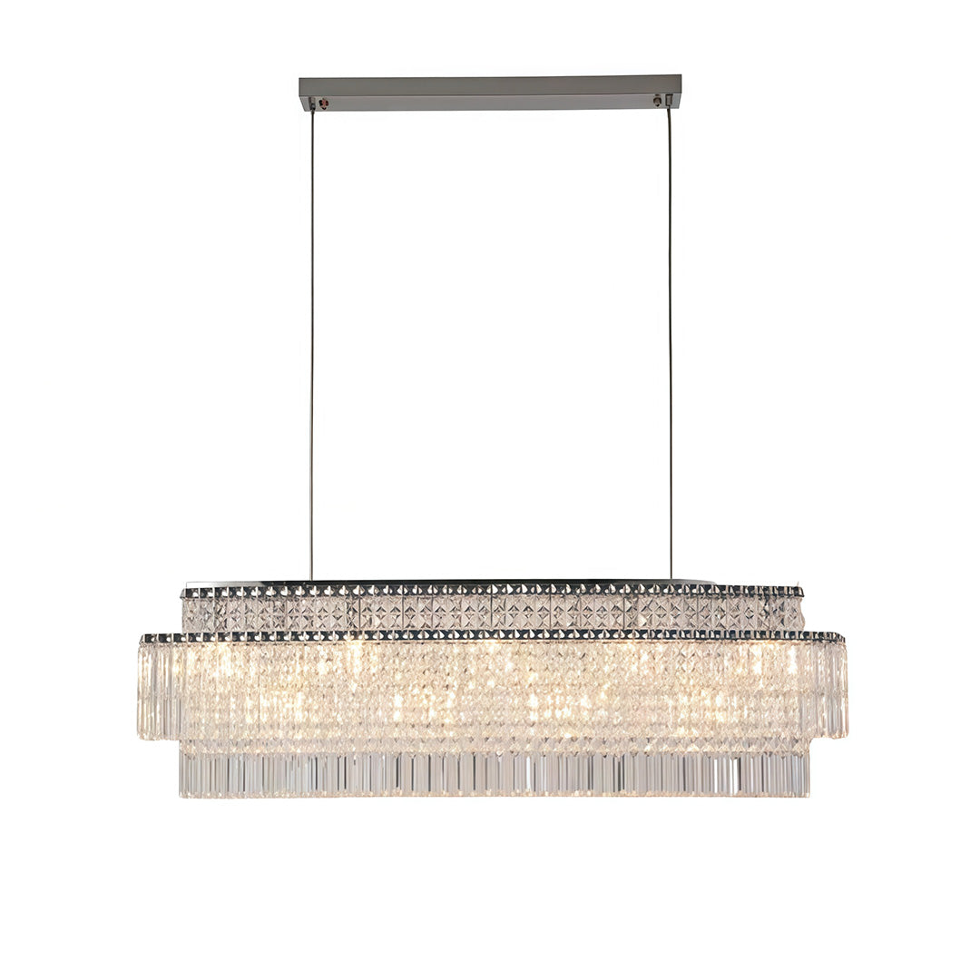 Chandelier with Round Crystals Minimalist Adjustable Ceiling Light